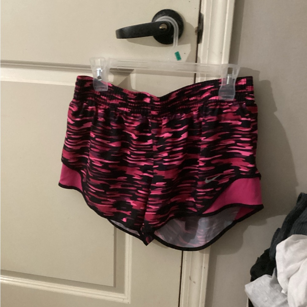 Nike Women's Pink and Black Athletic Shorts